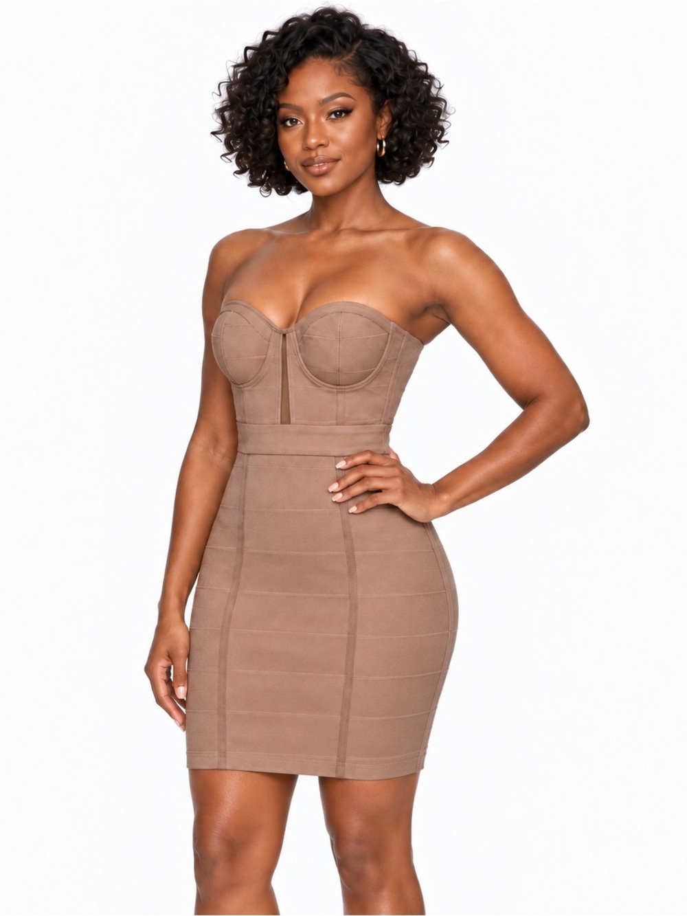 Haute Monde Nude Strapless Bandage Bustier Bodycon Mini Dress M